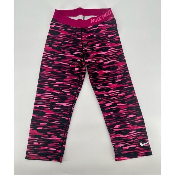 Nike Pro Dri-Fit pink camo crop leggings size M - Picture 2 of 8